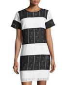 Striped Lace Tee Dress, Black Pattern