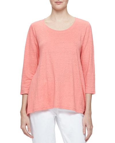 3/4-sleeve Linen Jersey Top,
