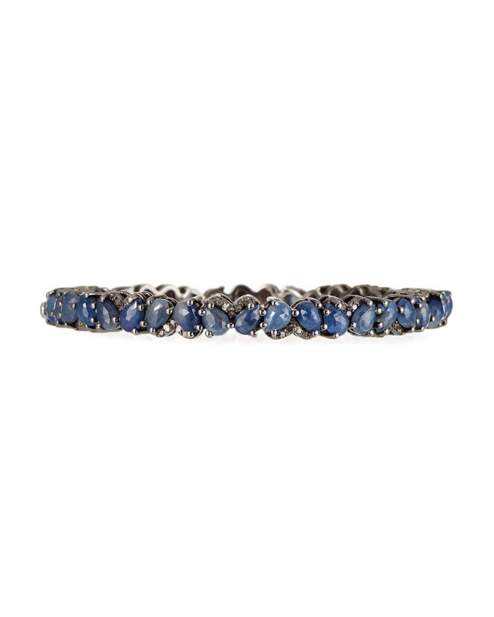 Blue Sapphire Pear & Diamond Bangle