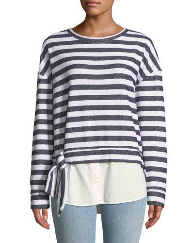 Ally Striped Shirttail-hem