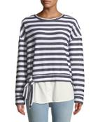 Ally Striped Shirttail-hem