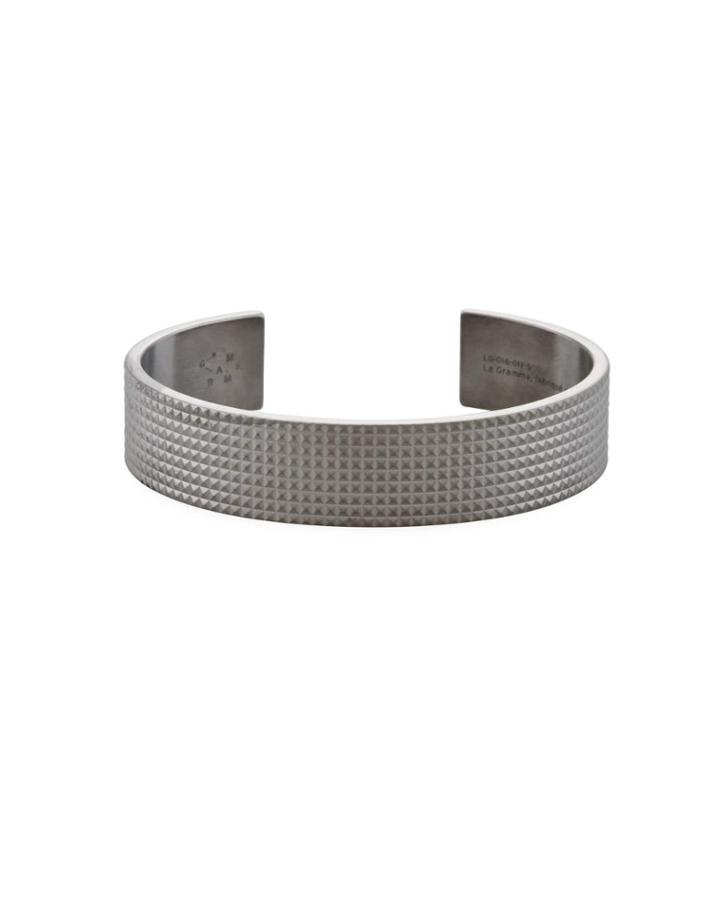 Le 41 Grammes Black Sterling Silver Pyramid Guilloche Cuff, Black