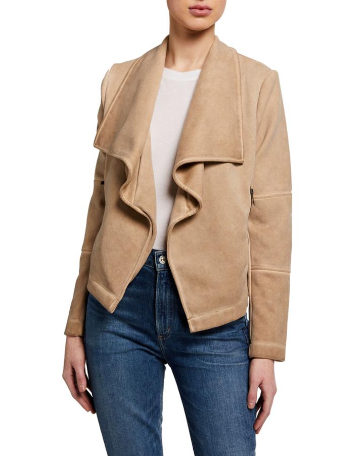 Faux Suede Draped Jacket