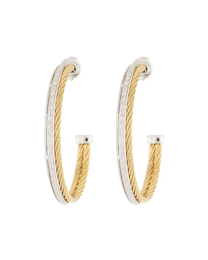 Classique Diamond Hoop Earrings, Yellow
