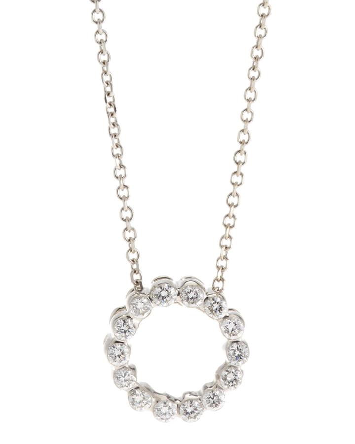 14k Diamond Circle Pendant Necklace,