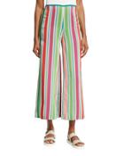 Layton Striped Wide-leg Pants, Aloe Green/multi