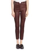 Preydie Skinny Lamb Leather Pants With Buckles