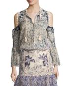 Liara Crochet-trimmed Cold-shoulder Blouse