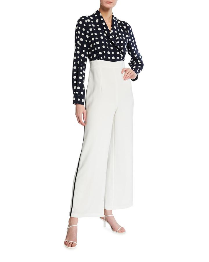 Shawl-collar Faux-wrap Jumpsuit