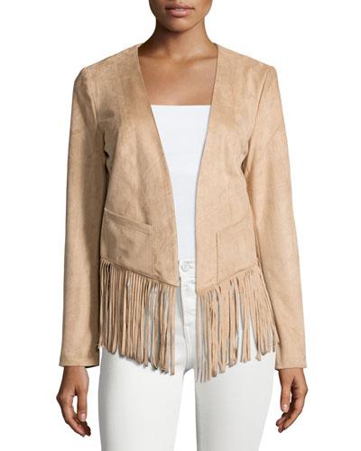 Faux-suede Fringed Jacket,