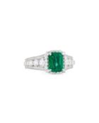 18k White Gold, Emerald & Diamond Ring,