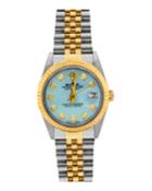 Pre-owned 26mm Oyster Perpetual Datejust Jubilee Watch With Diamonds, Gold/steel/light Blue