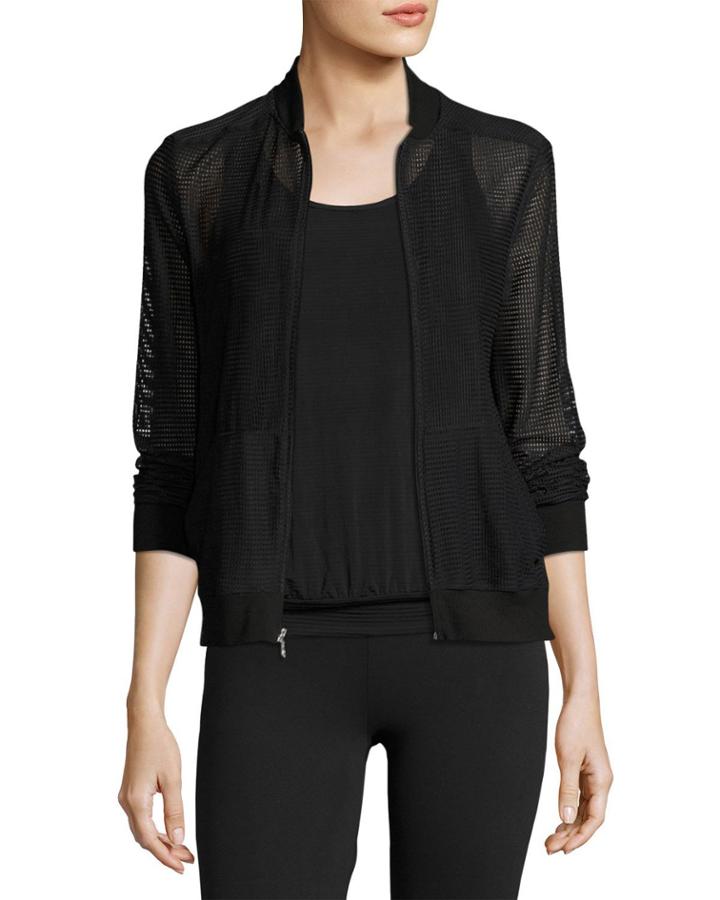 So Bomber Mesh Athletic Jacket, Black