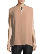 Rhino Choker Cap-sleeve Blouse