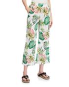 Tropical-print Linen-blend Pants