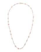 18k Rose Gold Pink Quartz, Rock Crystal And Pink Pearl Necklace