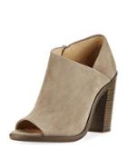 Mabel Suede Open-toe Boot, Gray