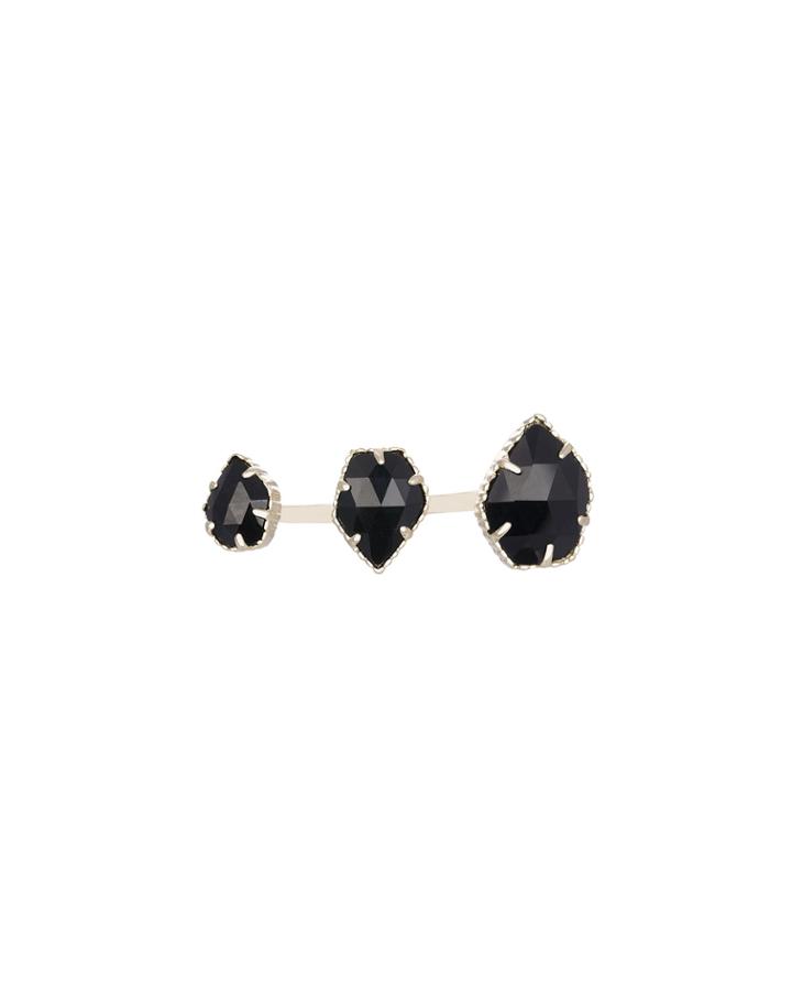 Kendra Scott Naomi Open-band Double Ring, Black Opaque, Women's,