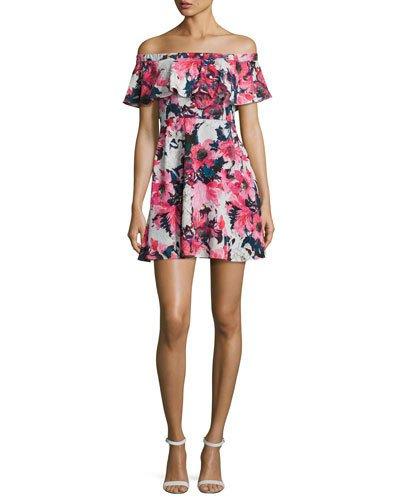 Penelope Off-the-shoulder Floral Circle Dress,