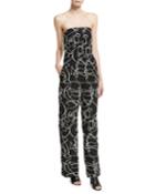 Strapless Graphic Jacquard Jumpsuit