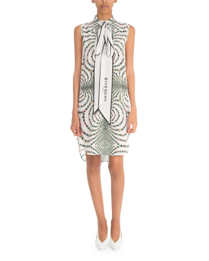 Floral Sleeveless Tie-neck Dress