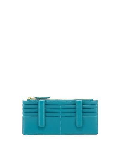 Slim Leather Organizer Wallet, Peacock