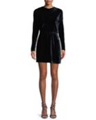 Marin Short Long-sleeve Cowl-neck Velvet Dress