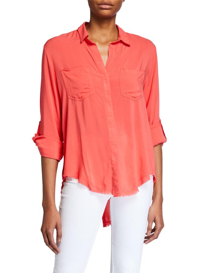Riley Button-down Split-back Shirt With Pockets