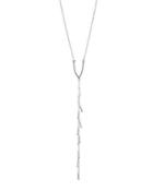 Rhodium-tone Bar Fringe Y-drop Necklace