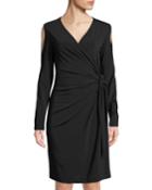 Cold-shoulder Faux-wrap Dress