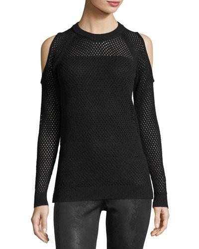 Mesh-knit Cold-shoulder