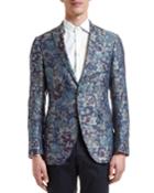 Men's Floral Jacquard Silk Evening Coat