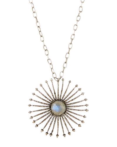 Starburst Labradorite & Diamond Pendant Necklace