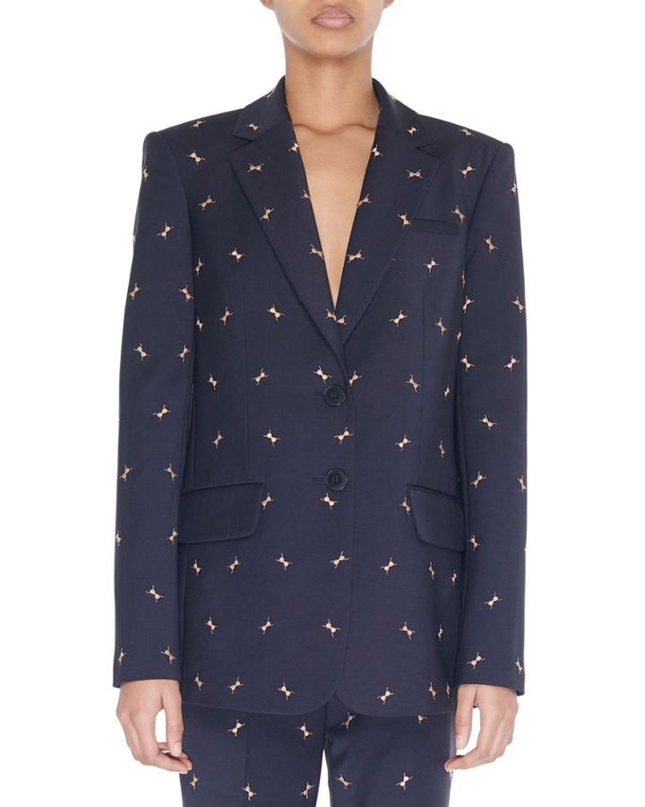 Two-button Blazer With Ant Embroidery