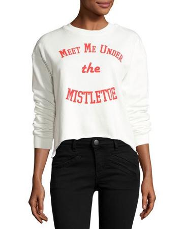 Graphic-front High-low Sweatshirt, White