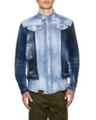 Men's Mixed-wash Denim Shirt W/ Jean Jacket Combo