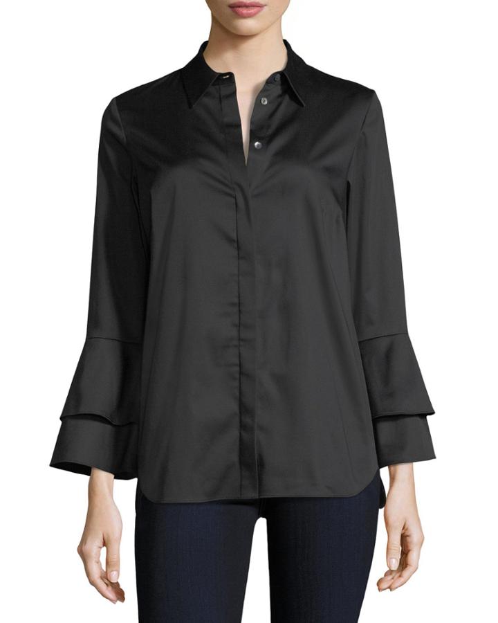 Ruffle-sleeve Cotton