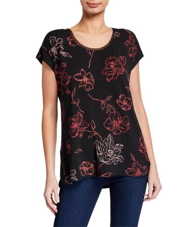 Stencil Garden Drop-shoulder Top