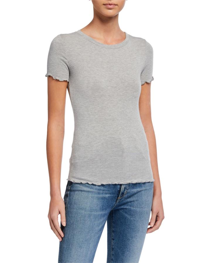 Rib Knit Short-sleeve Top With