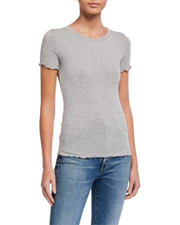 Rib Knit Short-sleeve Top With