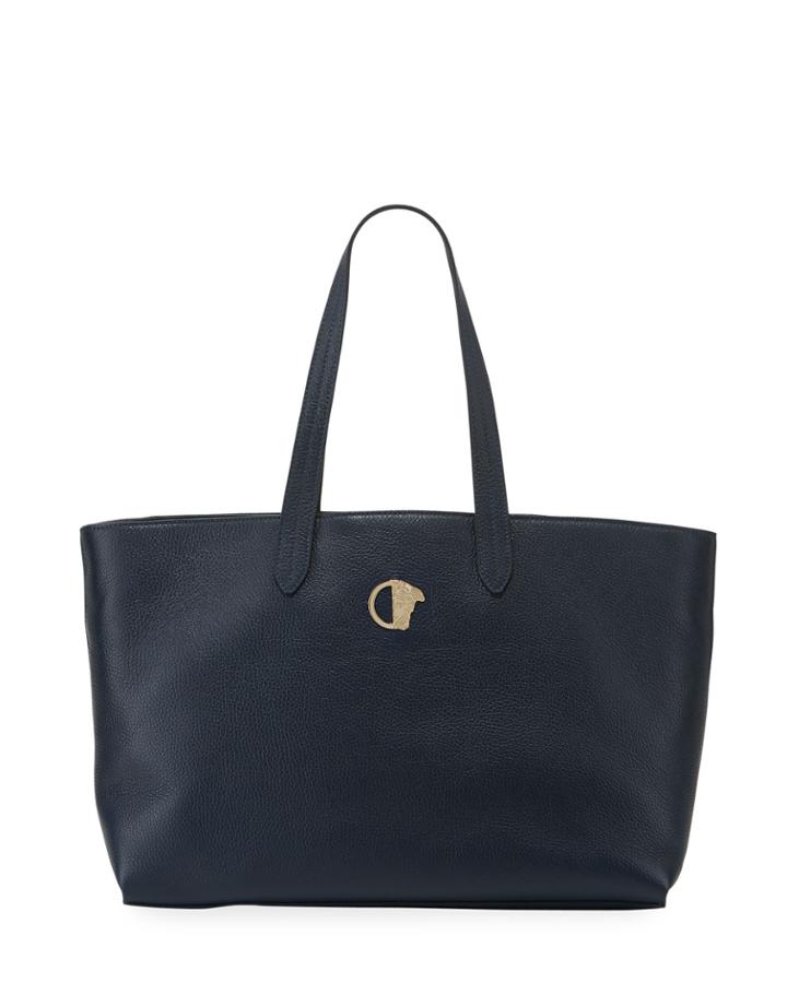 Pebbled Vitello Top Handle Tote Bag