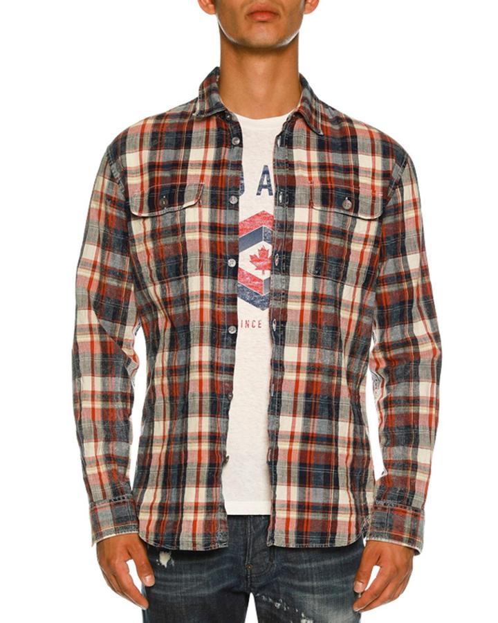 Bleached Check-print