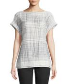Lori Short-sleeve Palmetto Crinkle-stripe Blouse
