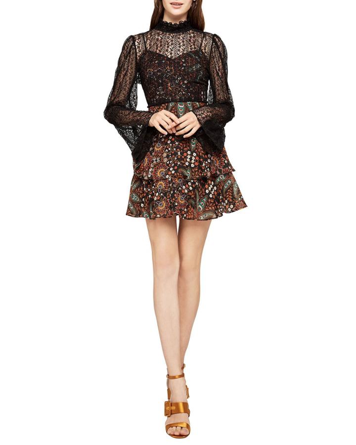 Floral Print Tiered Fit-and-flare Dress With