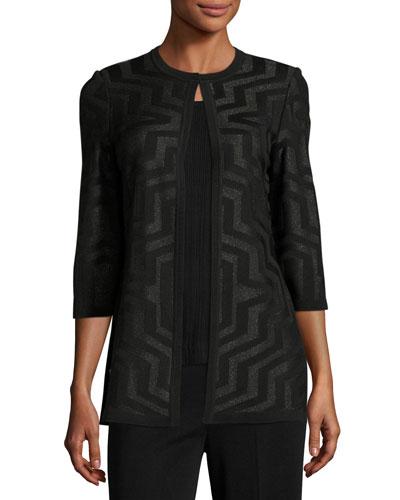 Shimmery Geometric-print Jacket, Black