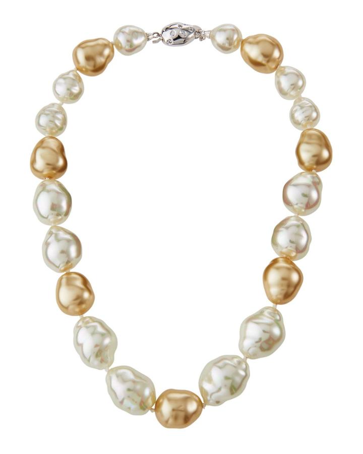 Baroque Pearly White And Champagne Necklace