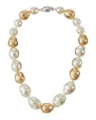 Baroque Pearly White And Champagne Necklace