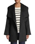 Draped-front One-button Wool Pea Coat