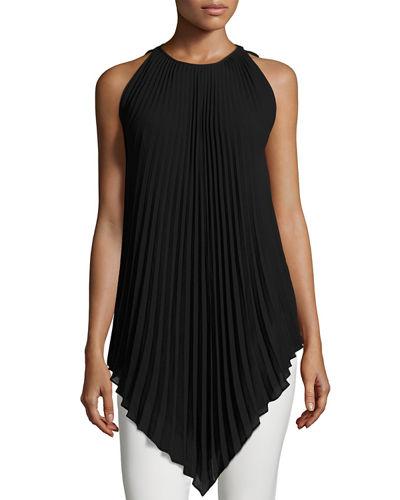 Sleeveless Pleated Chiffon Tunic