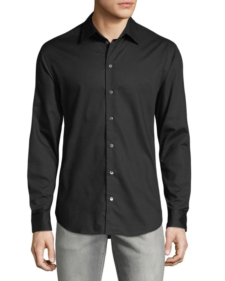 Men's Micro-woven Casual Button-down